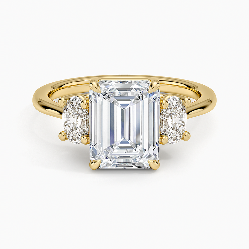 Oval-Cut Three Stone Diamond Ring (1/2 ct. tw.) - Emerald Cut Center Stone
