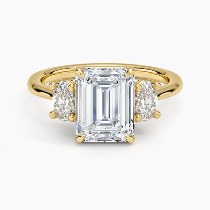 Oval-Cut Three Stone Diamond Ring (1/2 ct. tw.) - Emerald Cut Center Stone