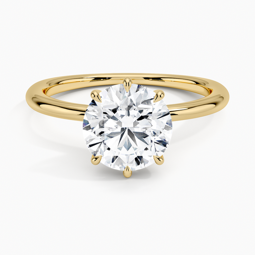 Freesia Six-Prong Solitaire Ring - Round Cut Center Stone