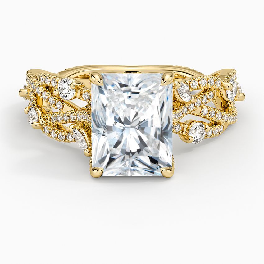 Grand Secret Garden Diamond Ring - Radiant Cut Center Stone