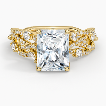 Grand Secret Garden Diamond Ring - Radiant Cut Center Stone
