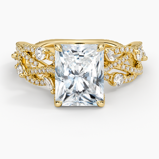 Grand Secret Garden Diamond Ring - Radiant Cut Center Stone