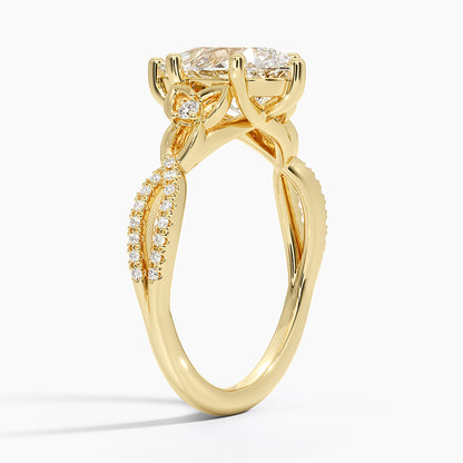 Luxe Celtic Love Knot Diamond Ring - Pear Cut Center Stone