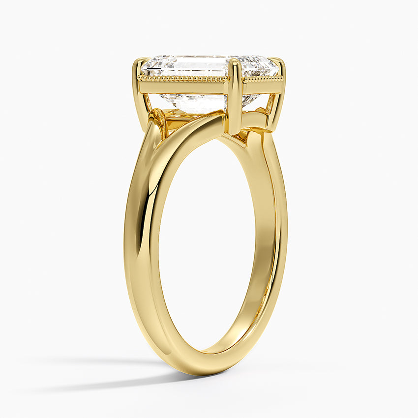 Cora Split Shank Solitaire Ring - Emerald Cut Center Stone