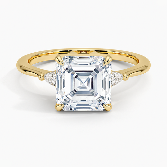 Aria Three Stone Diamond Ring (1/10 ct. tw.) - Asscher Cut Center Stone