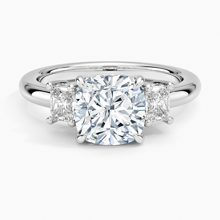 Helena Radiant-Cut Three Stone Diamond Ring (3/8 ct. tw.) - Cushion Cut Center Stone