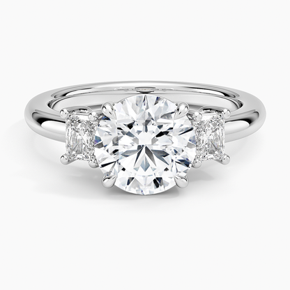 Helena Radiant-Cut Three Stone Diamond Ring (3/8 ct. tw.) - Round Center Stone