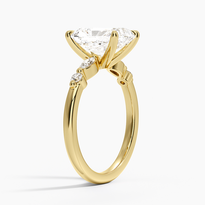 Versailles One-Quarter Coverage Diamond Ring - Radiant Cut Center Stone