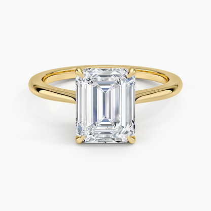 Elle Solitaire Ring - Emerald Cut Center Stone