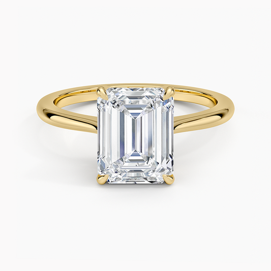 Elle Solitaire Ring - Emerald Cut Center Stone