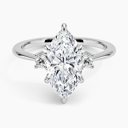 Petite Selene Three Stone Diamond Ring (1/10 ct. tw.) - Marquise Center Stone