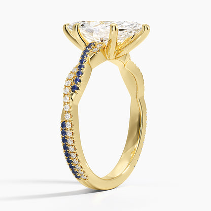 Petite Luxe Twisted Vine Sapphire and Diamond Ring (1/8 ct. tw.) - Marquise Cut Center Stone