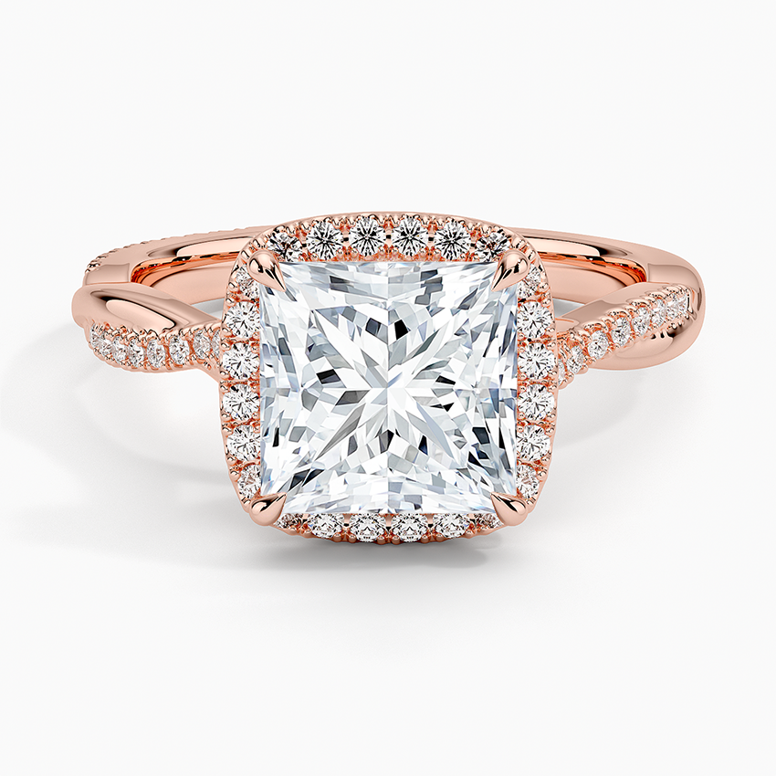 Petite Twisted Vine Halo Diamond Ring (1/4 ct. tw.) - Princess Cut Center Stone
