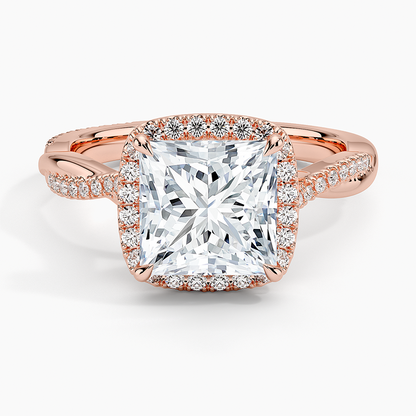 Petite Twisted Vine Halo Diamond Ring (1/4 ct. tw.) - Princess Cut Center Stone