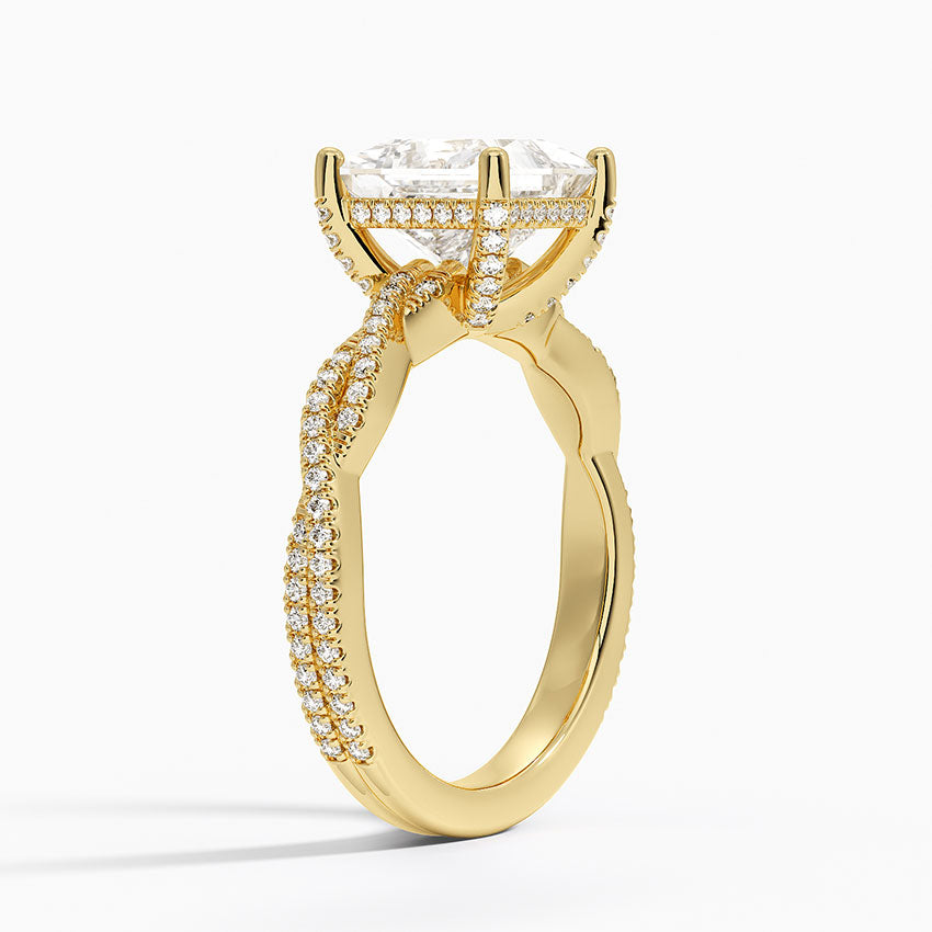 Adorned Luxe Petite Twisted Vine Diamond Ring - Princess Cut Center Stone