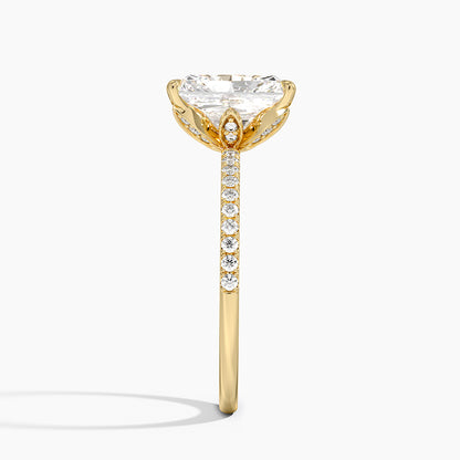Luxe Petal Diamond Ring - Radiant Cut Center Stone