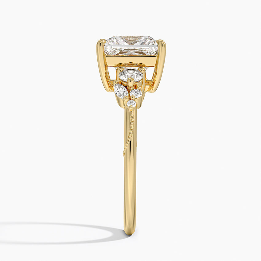 Camellia Three Stone Diamond Ring (1/3 ct. tw.) - Princess Cut Center Stone