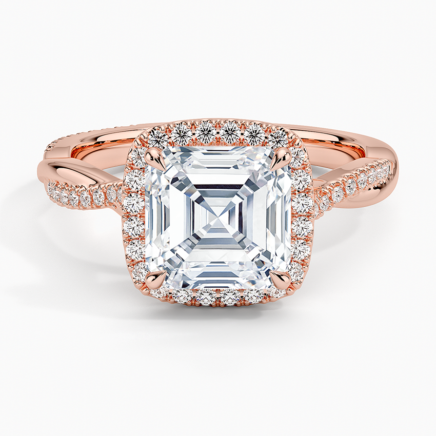 Petite Twisted Vine Halo Diamond Ring (1/4 ct. tw.) - Asscher Cut Center Stone