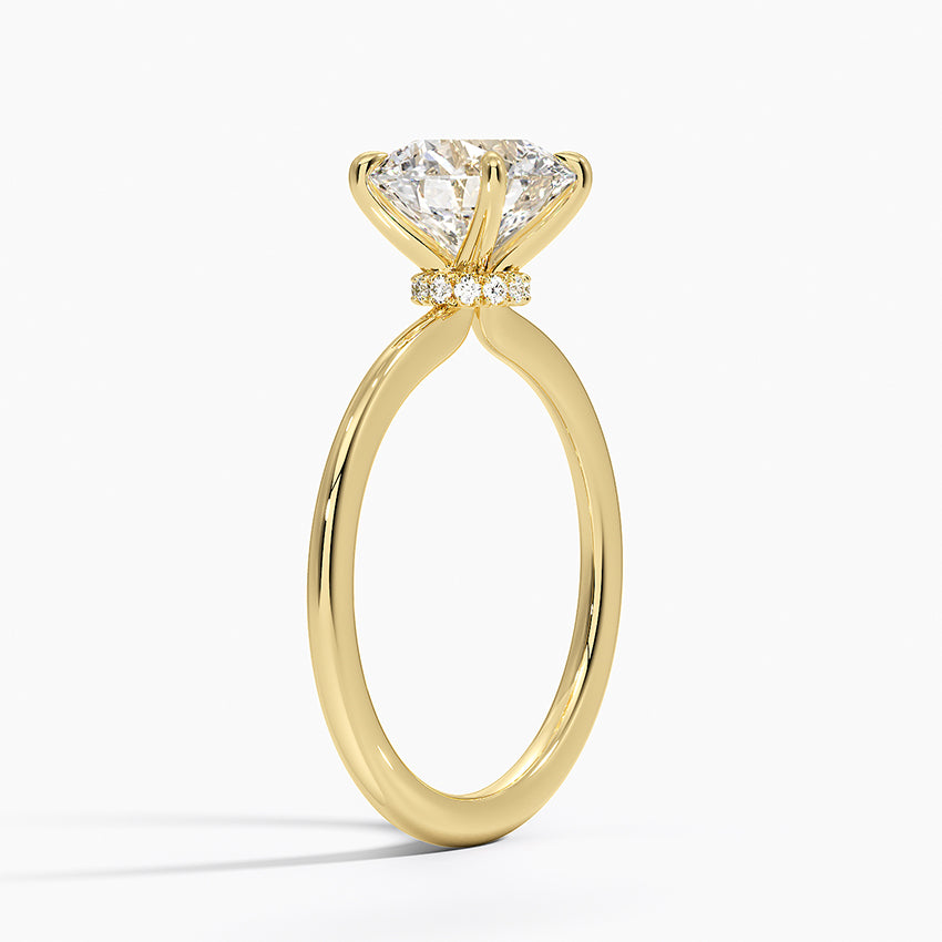 Petite Secret Halo Diamond Ring - Round Center Stone