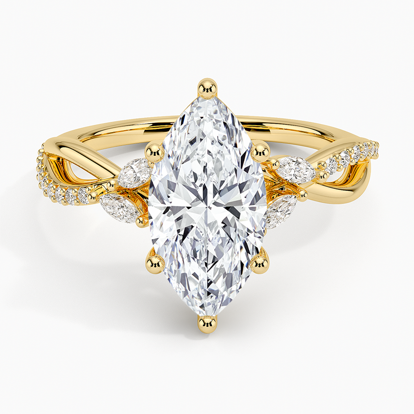 Petite Twisted Willow Diamond Ring - Marquise Center Stone