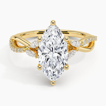 Petite Twisted Willow Diamond Ring - Marquise Center Stone