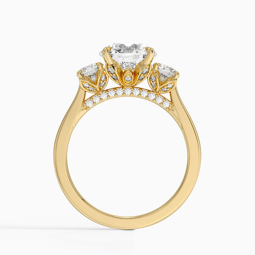 Petal Three Stone Diamond Ring (2/3 ct. tw.) - Round Cut Center Stone