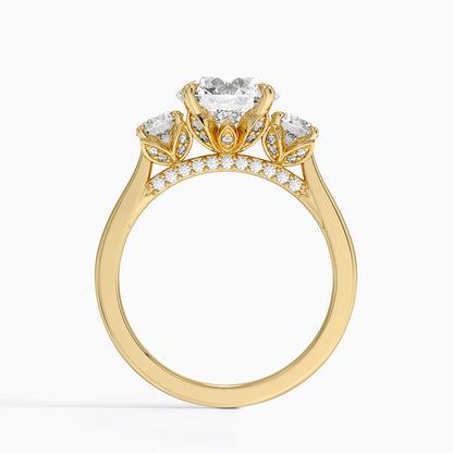 Petal Three Stone Diamond Ring (2/3 ct. tw.) - Round Cut Center Stone