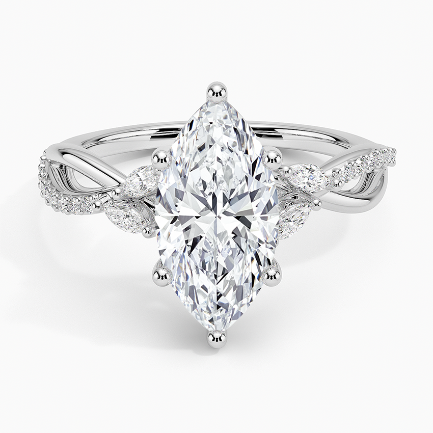 Petite Twisted Willow Diamond Ring - Marquise Center Stone