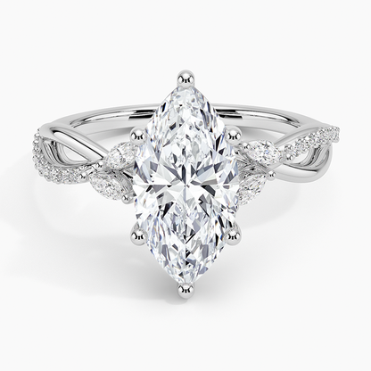 Petite Twisted Willow Diamond Ring - Marquise Center Stone