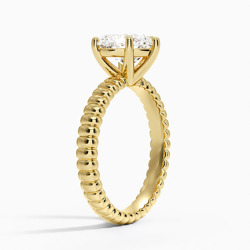 Petra Textured Solitaire Ring - Heart Center Stone