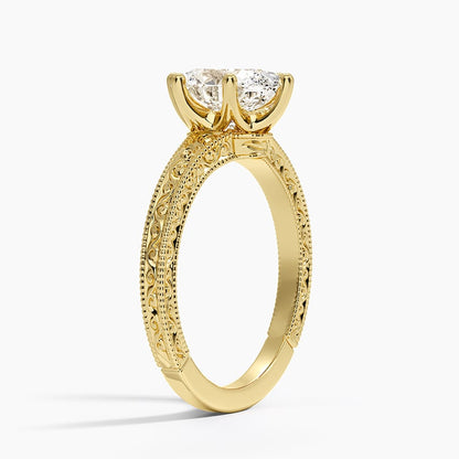 Hudson Engraved Ring - Oval Center Stone