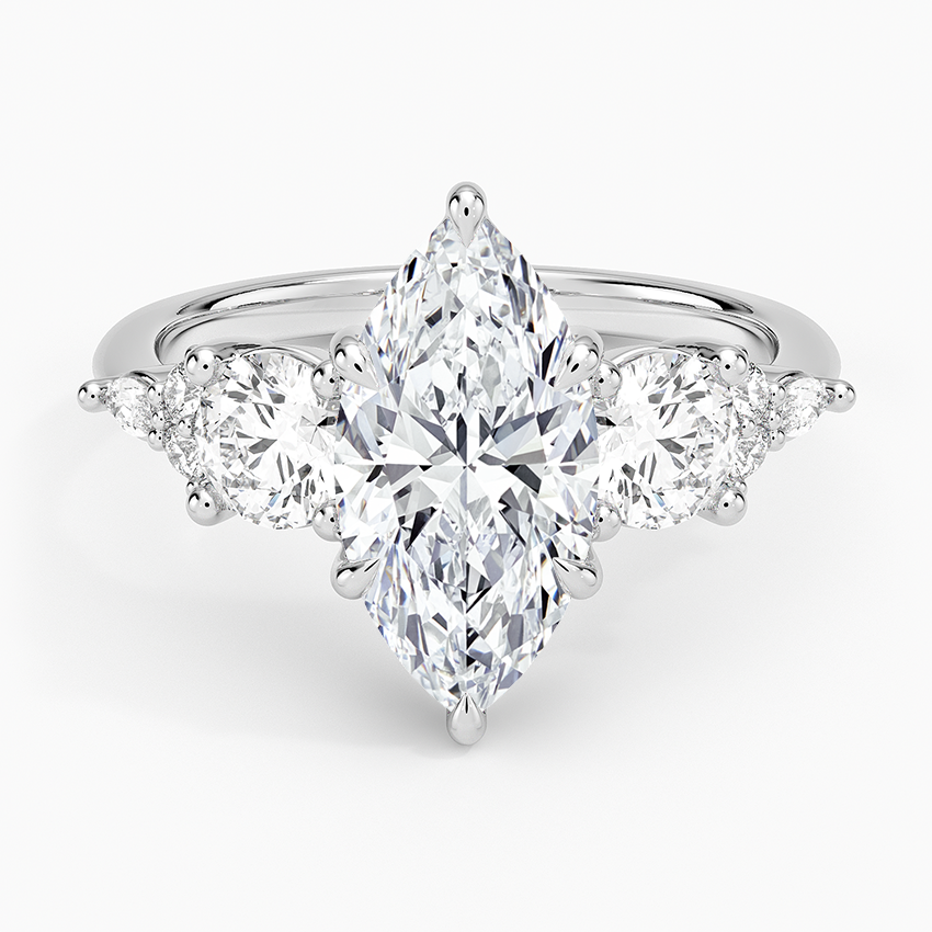 Luxe Nadia Three Stone Diamond Ring - Marquise Center Stone
