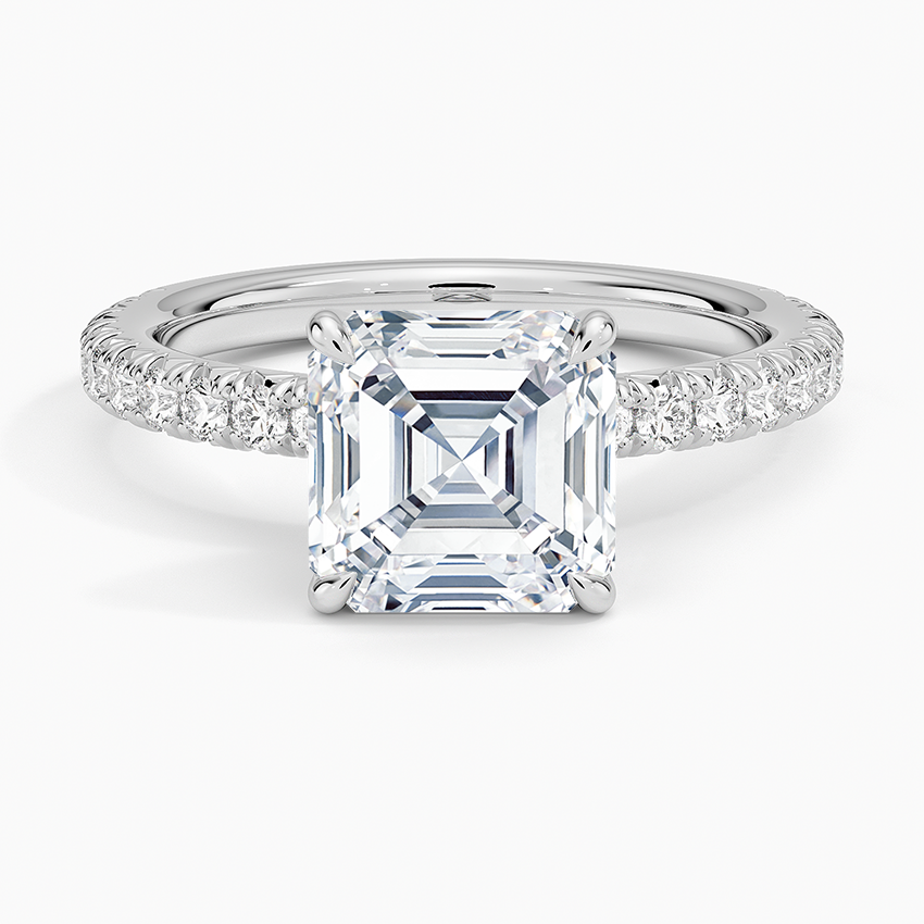 Amelie Three-Quarter Coverage Diamond Ring - Asscher Cut Center Stone