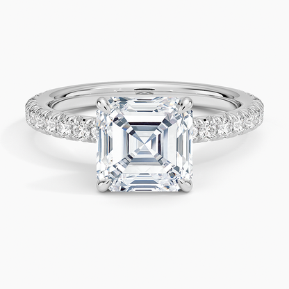 Amelie Three-Quarter Coverage Diamond Ring - Asscher Cut Center Stone