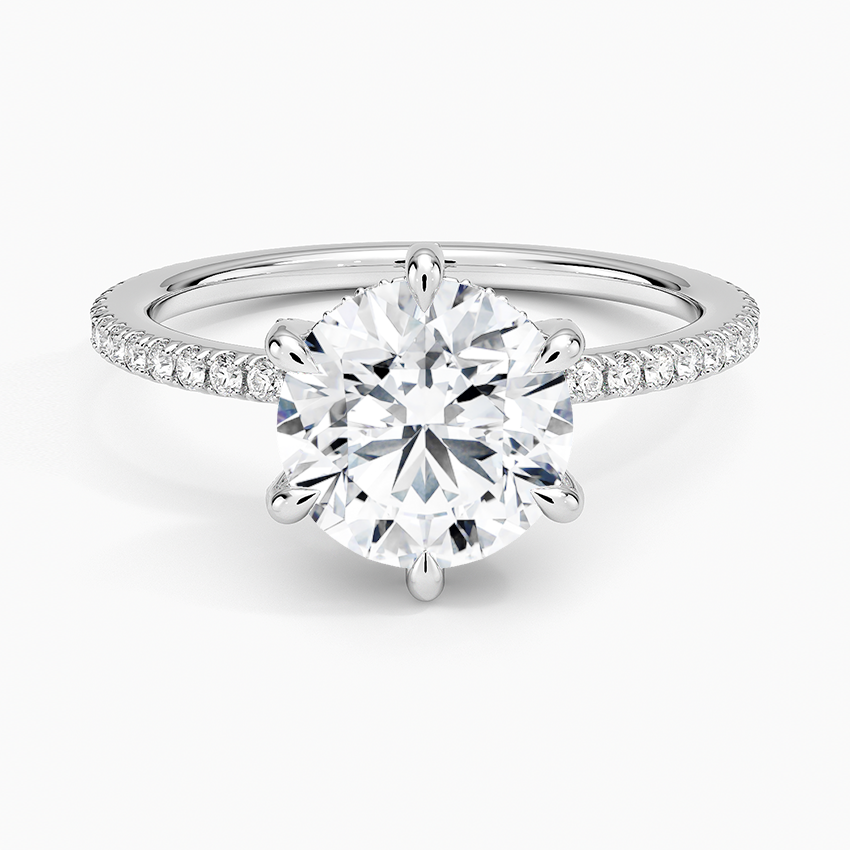 Viviana Three-Quarter Coverage Six-Prong Diamond Ring (1/3 ct. tw.) - Round Center Stone