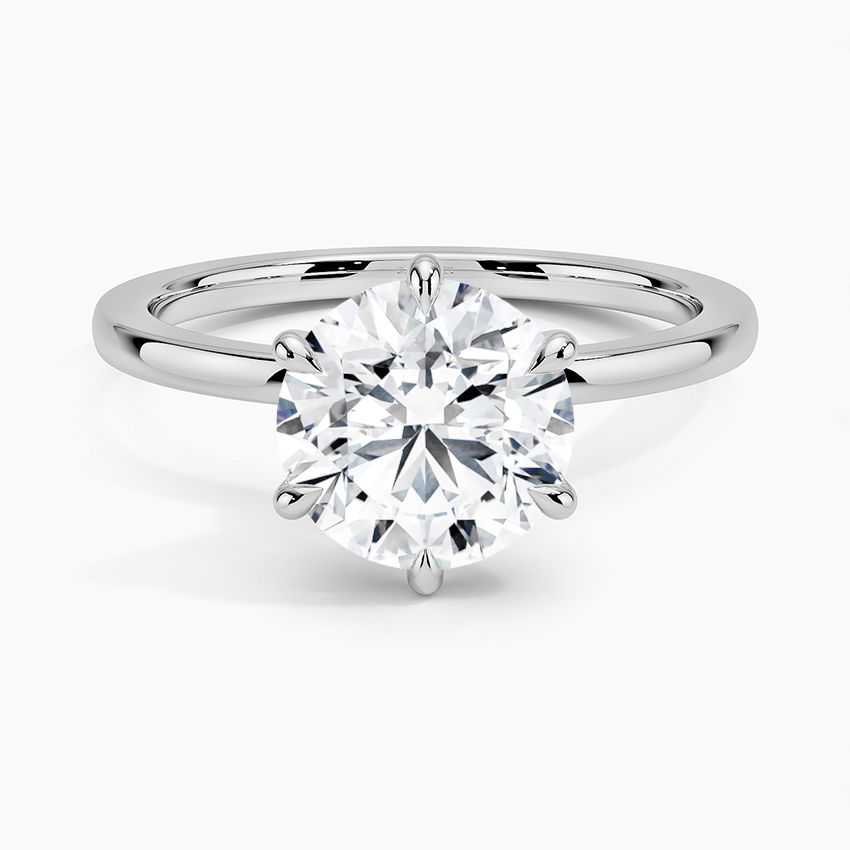 Secret Halo Six-Prong Diamond Ring - Round Center Stone