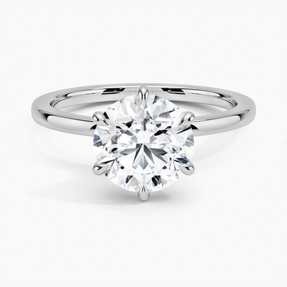 Secret Halo Six-Prong Diamond Ring - Round Center Stone