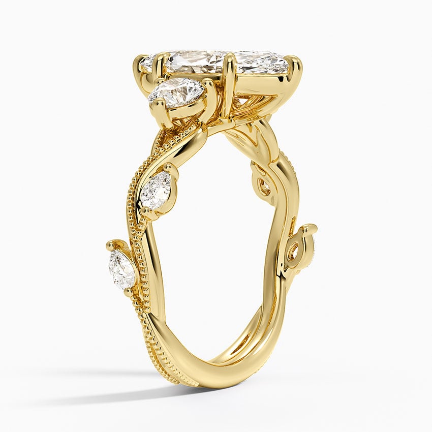 Vintage Secret Garden Three Stone Diamond Ring - Marquise Center Stone