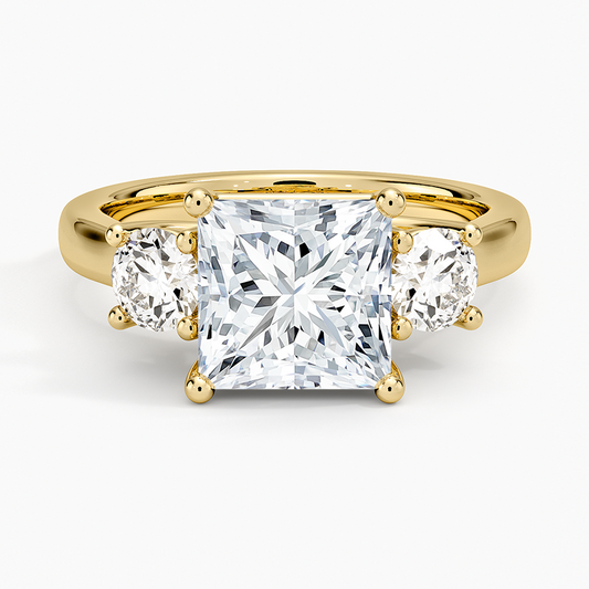 Petite Three Stone Trellis Diamond Ring (1/3 ct. tw.) - Princess Cut Center Stone