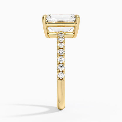 Dara Low-Profile Diamond Ring - Emerald Cut Center Stone