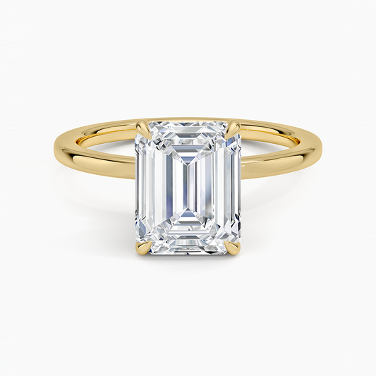 Secret Halo 1.5mm Diamond Ring - Emerald Cut Center Stone
