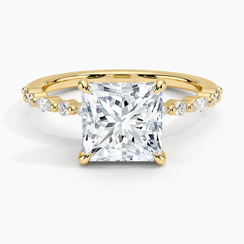 Delicate Versailles Diamond Ring - Princess Cut Center Stone