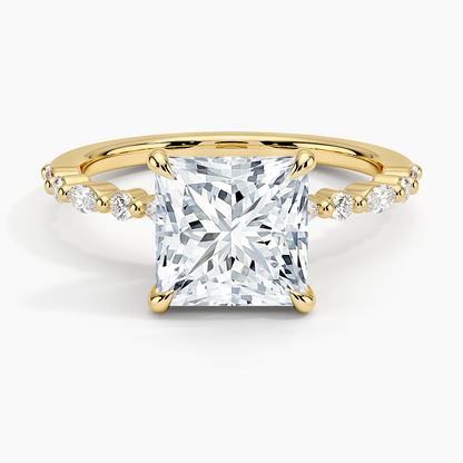 Delicate Versailles Diamond Ring - Princess Cut Center Stone
