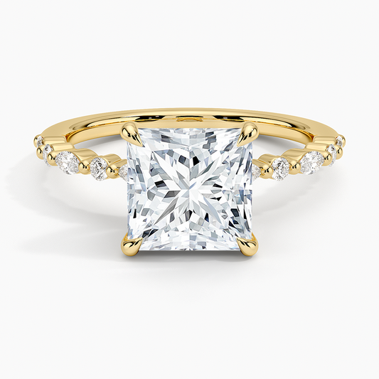 Delicate Versailles Diamond Ring - Princess Cut Center Stone