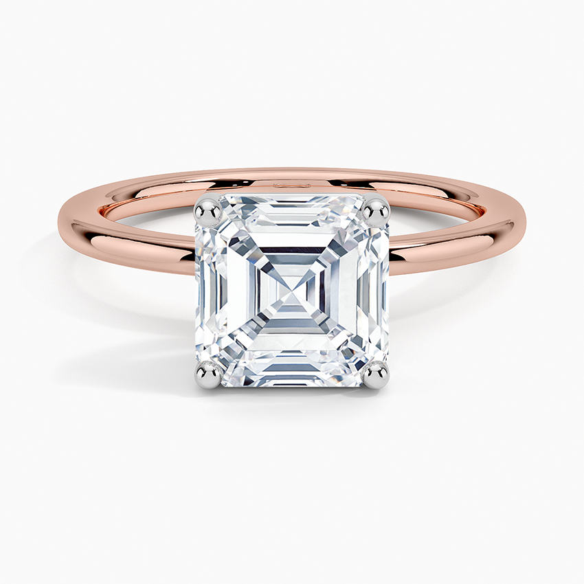 Platinum Mixed Metal Perfect Fit Solitaire Ring - Asscher Cut Center Stone