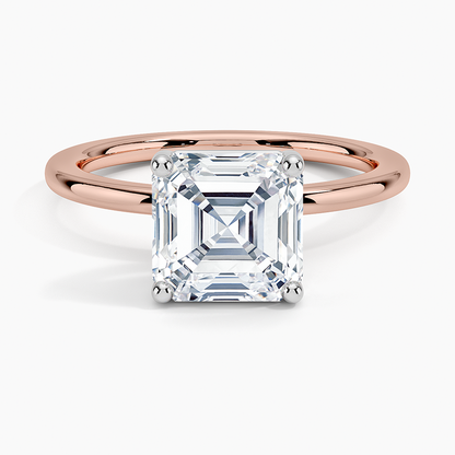 Platinum Mixed Metal Perfect Fit Solitaire Ring - Asscher Cut Center Stone
