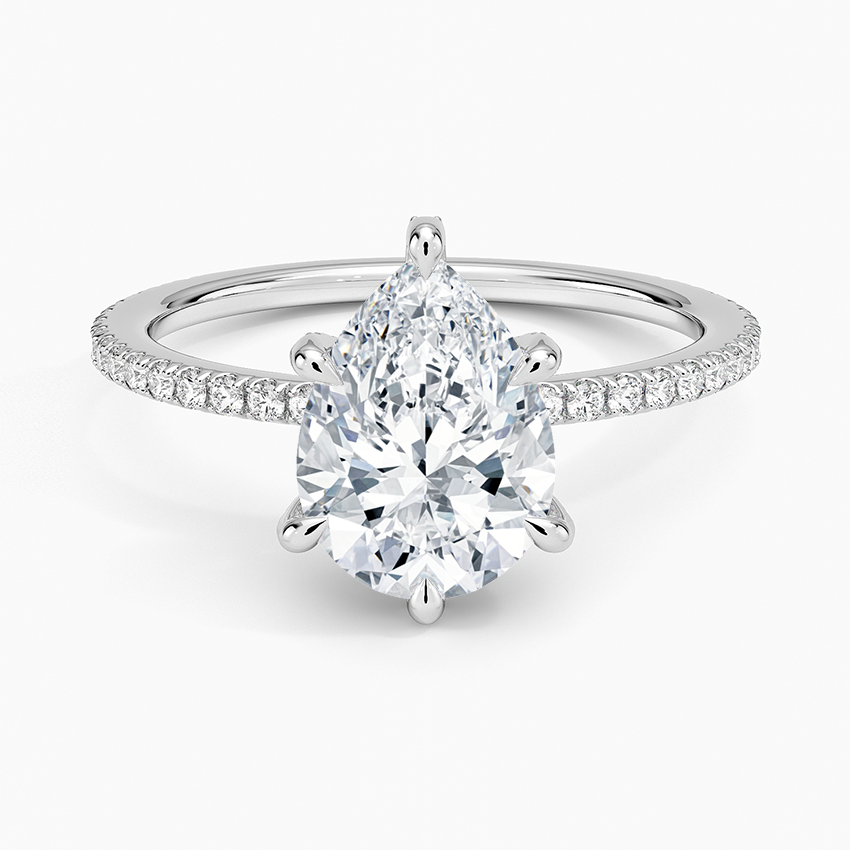 Viviana Three-Quarter Coverage Six-Prong Diamond Ring (1/3 ct. tw.) - Pear Center Stone