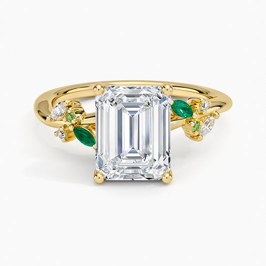 Arden Diamond Ring with Lab Emerald Accents