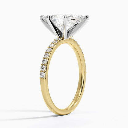 Petite Shared Prong Half Coverage Diamond Ring - Marquise Center Stone