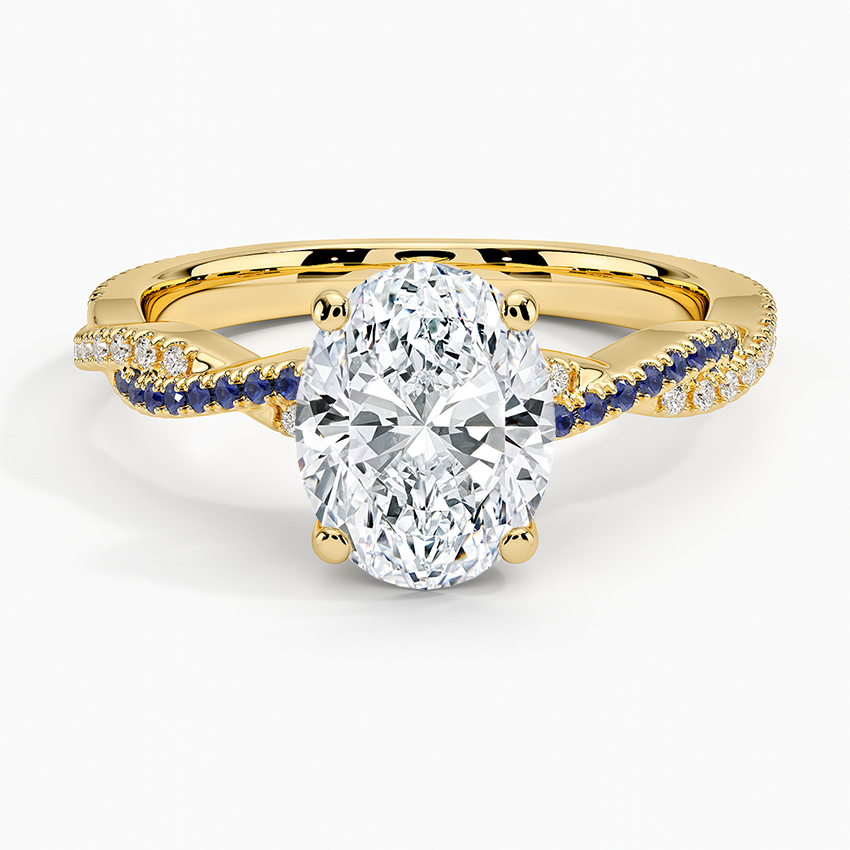 Petite Luxe Twisted Vine Sapphire and Diamond Ring (1/8 ct. tw.) - Oval Cut Center Stone